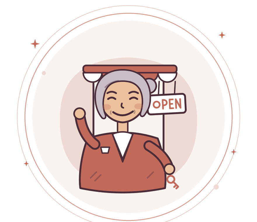 June from the Success Squad in her shop doorway