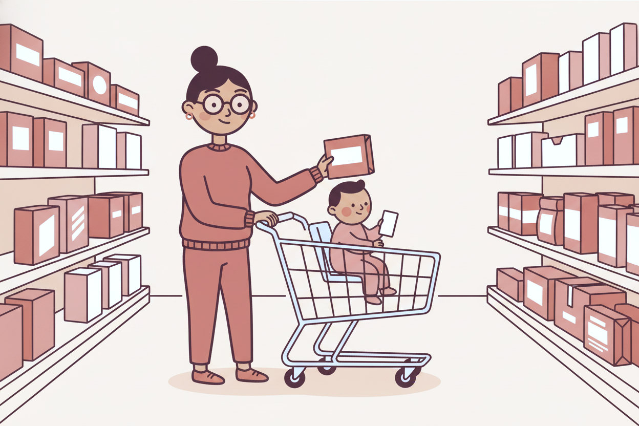 Marisol from the Success Squad shops the grocery aisle with her cart