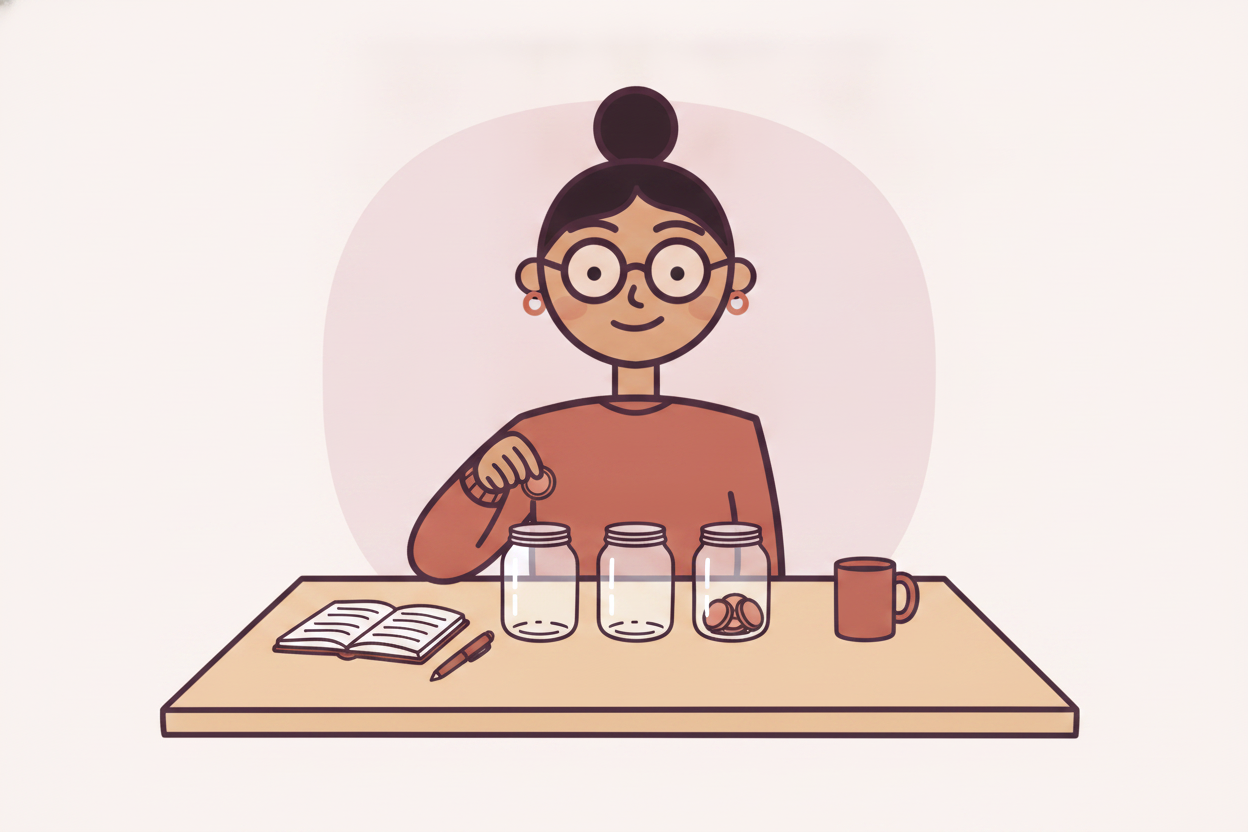 Marisol from the Success Squad labels three sinking-fund jars