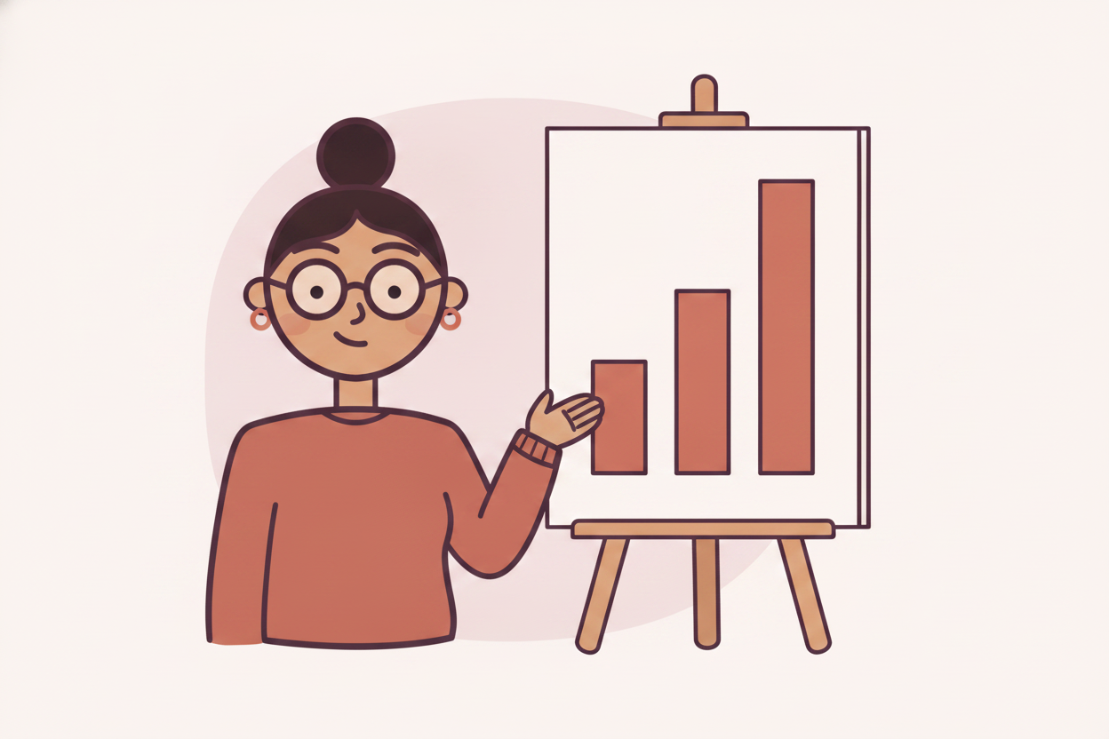 Illustration: Marisol sits at her kitchen table after bedtime with a red pen, circling the 7.7 million figure on a printed census char
